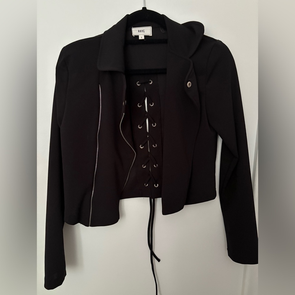 Fashion Nova Black Lace-Up Women's Jacket